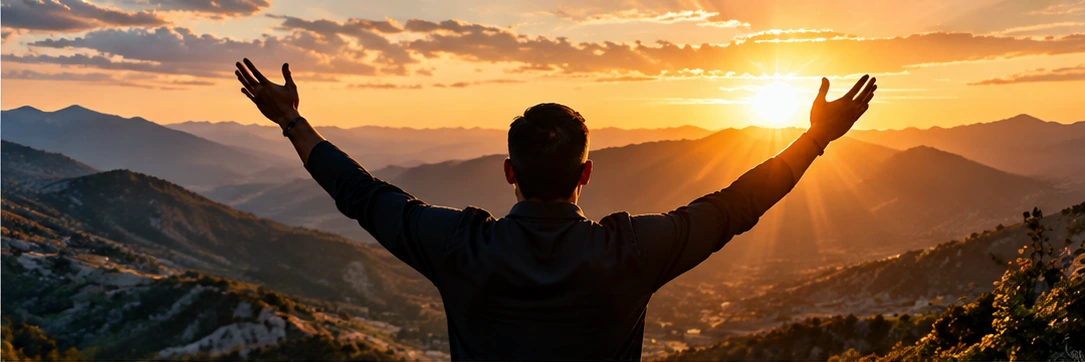 Persona contemplando el amanecer